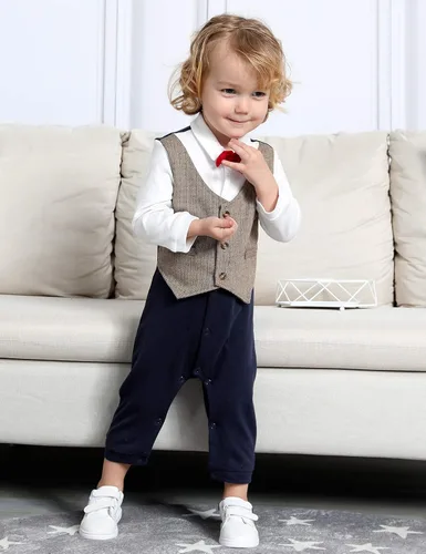 Vista 2 de A&J DESIGN Traje de esmoquin para caballero para bebé y niño con pajarita