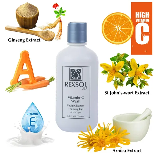 Vista 5 de REXSOL Gel espumoso de vitamina C Limpiador antienvejecimiento para pieles sensibles Limpiador facial diario natural con vitaminas A y E - 8.1