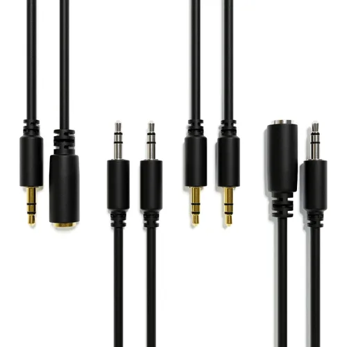 Vista 3 de Cables de extensión AUX de audio - Mini Jack estéreo TRS 0.138 in 1/8" [niquelado macho a hembra 60 cm - 23.62"]