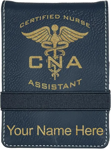 Vista 15 de LaserGram Mini padfolio con bloc de notas y bolígrafo, asistente de enfermera certificada por la CNA, grabado personalizado incluido (verde azulado)