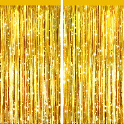 Vista 27 de Paquete de 2 cortinas de flecos de papel de oropel metálico negro, serpentinas de puerta, telón de fondo para cabina de fotos para fiesta