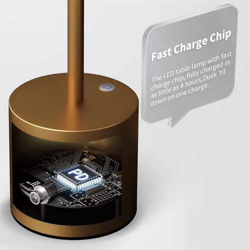 Vista 8 de Pack de 2 lámparas de mesa inalámbricas, lámpara de escritorio recargable con batería LED de 5000 mAh, metálica, USB, portátil, lámpara de mesa