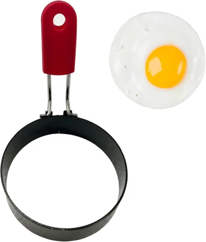 Vista 2 de 2 anillos de huevo, molde redondo de acero inoxidable de 3 pulgadas para magdalenas inglesas, molde antiadherente para panqueques con cepillo