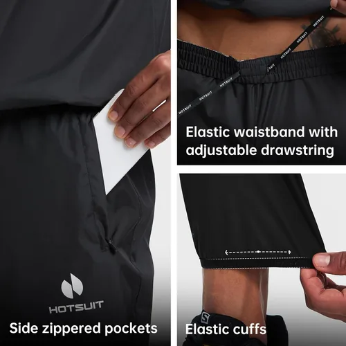 Vista 6 de HOTSUIT Traje de sauna para hombre, chaqueta de sauna, pantalón, gimnasio, entrenamiento, trajes de sudor