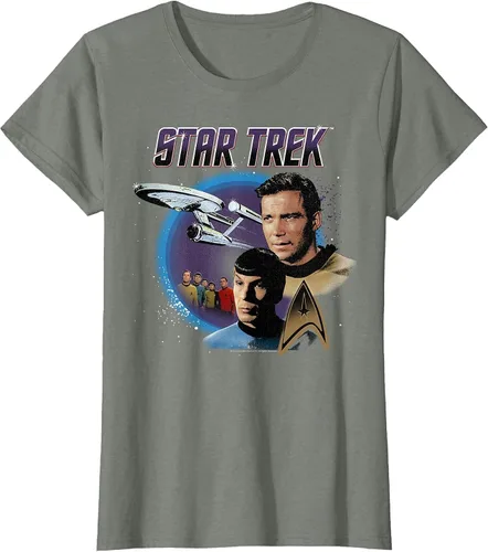 Vista 4 de Star Trek Original Series Vintage Enterprise T-Shirt Baby Blue