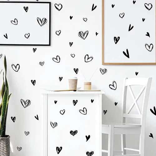 Vista 5 de 62 calcomanías de pared de corazón negro amor amor San Valentín