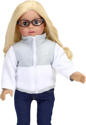 Vista 4 de Sophia's Chaqueta de forro polar blanco de 18 pulgadas con cremallera y botas grises de gamuza sintética con forro de piel sintética