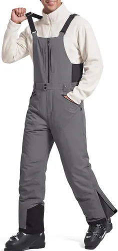 Vista 9 de FREE SOLDIER Overoles de esquí con peto para hombre, impermeables y con aislamiento Negro