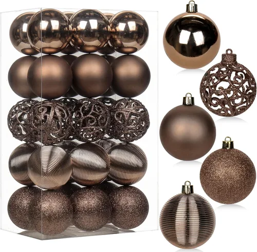 Vista 26 de 30 piezas de adornos de bola de árbol de Navidad irrompibles negros para decoración navideña