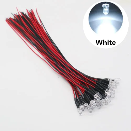 Vista 4 de 20 unids/lote DC12V F5mm 7.9 in redondo precableado agua claro LED lámpara bombilla pre-cableado emisor diodos para bricolaje decoración del hogar