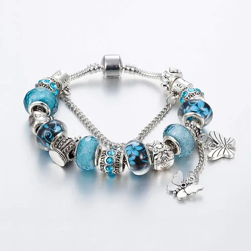Vista 2 de YOUFENG Love Beads Charms Bracelet for Women Snake Chain Unicorn Charm Flower Charms Bracelets Birthday Gifts for Her