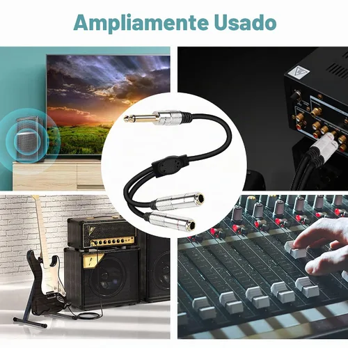 Vista 6 de XMSJSIY Cable divisor en Y de señal de guitarra TS de 0.25 in - 1.6 ft/1,6