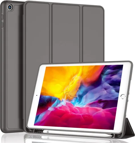 Vista 12 de iMieet Funda para iPad 9.7 (modelo 2018/2017, 6ª/5ª generación), funda inteligente con soporte para lápiz y parte trasera de silicona suave de piel