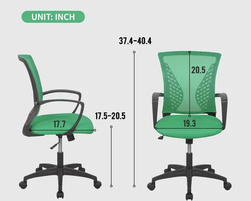 Vista 2 de Silla de oficina ergonómica silla de oficina silla de escritorio de malla con soporte de espalda media y apoyabrazos, silla de computadora giratoria