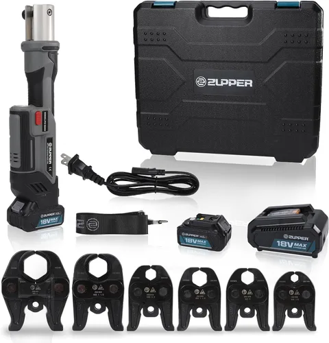Vista 11 de ZUPPER Mini Kit de Herramientas de Prensa con 3 Matrices de Compresión PEX F1807 de 1/2", 3/4", 1" EE. UU. Compacto, Motor Sin Escobillas, 2 piezas