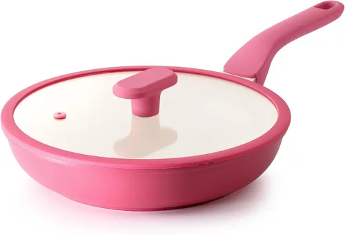 Vista 17 de PRICUSIS Sartén antiadherente con tapa, sartén de 8/10 pulgadas con mango Stay Cool, totalmente revestida, compatible con inducción y apta
