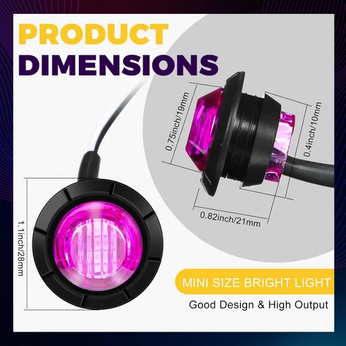 Vista 2 de 50 luces LED redondas de 3/4 para remolque, luces LED delanteras y traseras de 12 V, luces de remolque impermeables para camión, automóvil, autobús