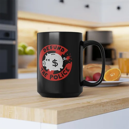Vista 3 de Defund the Police - Taza de café negra de cerámica de 15 onzas – Fuck the Police – Tazas de protesta con refranes – Acab 1213 All Cops are Bastards