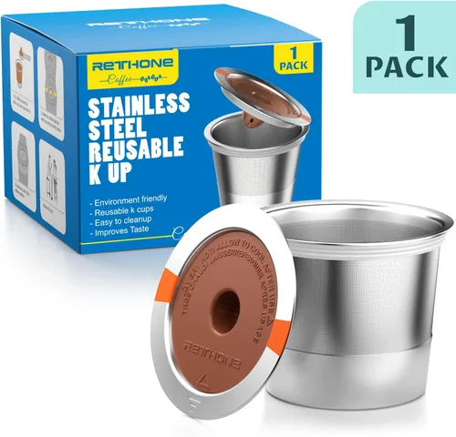 Vista 8 de RETHONE Cápsulas de café K Cup reutilizables, de acero inoxidable, K Cups reutilizables compatibles con cafeteras Keurig 1.0 y 2.0, K Cups