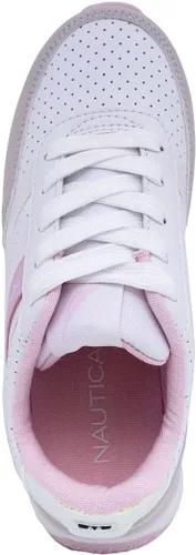 Vista 5 de Nautica Zapatos de moda para niñas, tenis bajos con cordones para niños grandes, niños pequeños y niños pequeños (tacón regularsuela de plataforma)