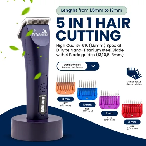 Vista 6 de My Pet Command - Cortapelos de aseo para perros de peso ligero y profesional Hair Trimmer, Brushless Motor, Heavy Duty Kit for Dogs, Pets, Cats