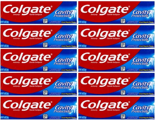 Vista 3 de Colgate Cavity Protection Pasta de dientes, Creat Regular Flavor, Tamaño de Viaje 1 oz (28g) - Paquete de 4