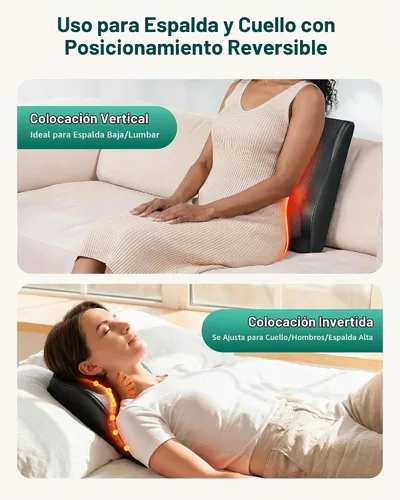 Vista 3 de Snailax Masajeador de cuello y espalda con calor, almohada de masaje Shiatsu 4D para el dolor
