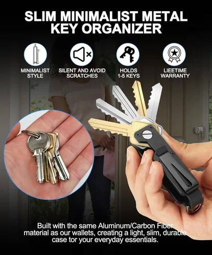 Vista 4 de TUXON Key Organizer For Men - Compact Metallic Key Holder Minimalist Innovative Keyholder Smart Keychain Secures 1-5 Keys