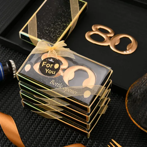 Vista 4 de 50 piezas de 80 abrebotellas, regalos para fiestas de cumpleaños de 80 años, regalos de regreso o recuerdos para invitados, decoraciones de fiesta