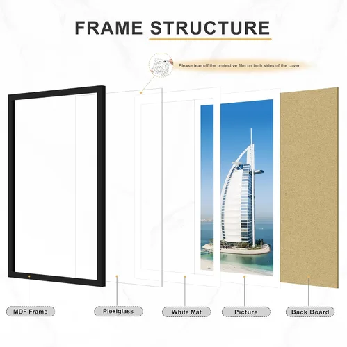 Vista 7 de Picrit Marco negro para póster de 24 x 34 pulgadas, paquete de 7 unidades, para fotos de 20 x 30 pulgadas con paspartú o de 24 x 34 pulgadas sin