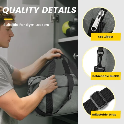 Vista 5 de Vorspack Bolsa de gimnasio pequeña Bolsa de lona de 14 pulgadas para viajes, bolsa de lona ligera para hombres y mujeres, bolsa de artículos