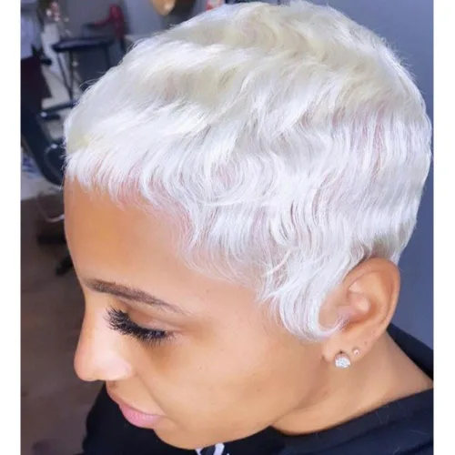 Vista 11 de Pelucas cortas Pixie para mujeres negras, peluca rubia 613, corte pixie, pelucas cortas y rizadas Short Curly Wigs for Black Women Pixie Cut Hair