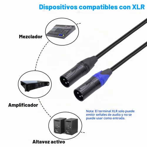 Vista 4 de Cable de audio USB C a doble XLR macho de 3.3 pies,Cable amplificador de potencia estéreo macho USB C a 2 XLR, conexión USB c para teléfono móvil