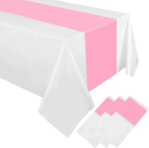 Vista 11 de Oudain 3 manteles desechables de plástico de 54 x 108 pulgadas, para mesas rectangulares, impermeables, para baby shower, boda, cumpleaños, Azul