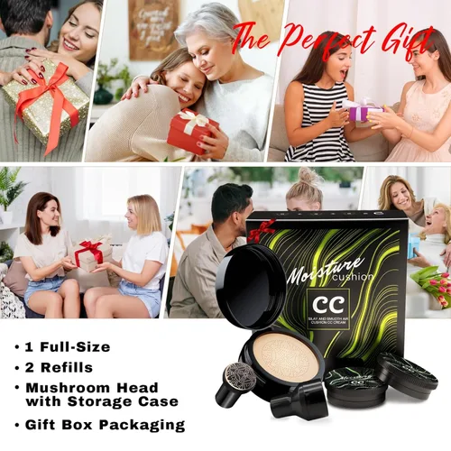 Vista 7 de Mushroom Head Air Cushion CC Cream - Base de maquillaje facial BB Cream para piel madura, corrector hidratante que ilumina el tono de piel uniforme