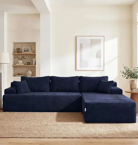 Vista 45 de Hobestluk - Sofá modular sin hueso, sofá seccional en forma de L 96" Right Facing Chaise Black,Memory Foam,Removable Cover,Non-slip Bottom,No