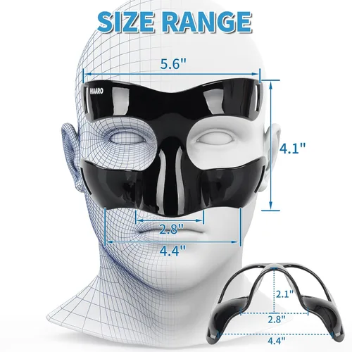 Vista 2 de BK01B Protector de nariz para nariz rota, máscaras de protección facial deportivas con acolchado, ajustables, transpirables y transparentes