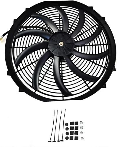 Vista 2 de 16" 12V 120W Universal Slim Fan Push Pull Radiador eléctrico Kit de montaje de refrigeración (negro)