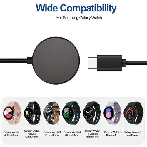 Vista 5 de Compatible con cargador de reloj Samsung compatible con Galaxy Watch 3/4/5/6/Active 2/4 Classic/ 5 Pro Tipo C