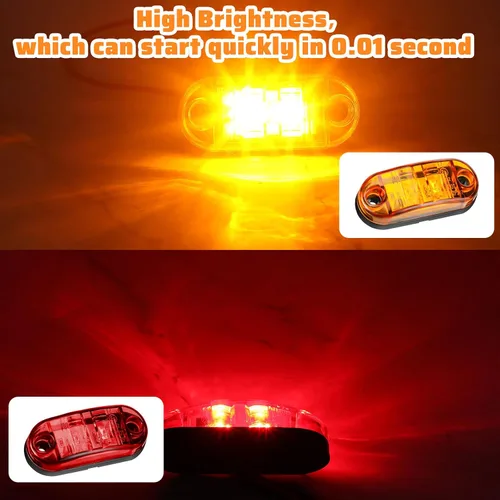 Vista 3 de 40 piezas de luces marcadoras de remolque de 2.5 pulgadas, 2 diodos, impermeables, selladas, luz de doble diana LED, kit de luces de remolque LED
