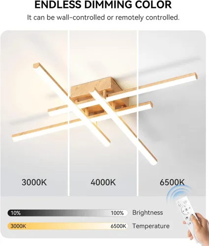 Vista 4 de Lámpara de techo moderna Sputnik LED regulable con control remoto, iluminación de techo negra empotrada, lámpara de techo para dormitorio, estudio
