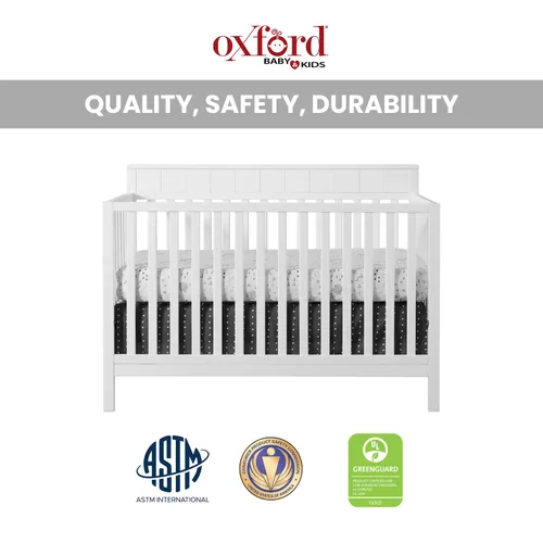 Vista 3 de Oxford Baby Logan - Cuna convertible 4 en 1, color blanco nieve, certificado GreenGuard Gold