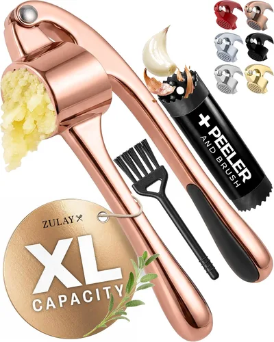 Vista 19 de Zulay Kitchen - Prensa de ajo de metal para cocina, acero inoxidable, color plateado 01 - Plata alfa