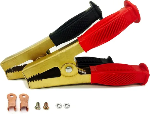 Vista 10 de 4 piezas de abrazaderas de cable de puente Abrazaderas de batería de cocodrilo de cobre puro 100A-500A Abrazaderas de cargador de batería de coche
