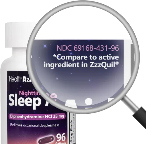 Vista 2 de Ayuda para dormir HealthA2Z, difenhidramina HCl 25 mg, cápsulas blandas, ayuda a un sueño profundo y reparador, no crea hábito (96 cápsulas blandas)