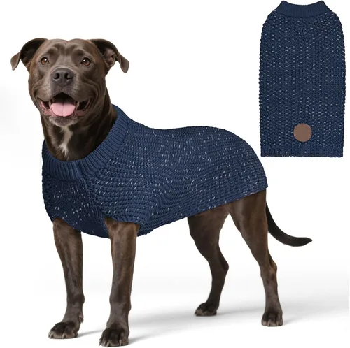 Vista 20 de KYEESE Suéter para Perro con Agujero para Correa para Perros Pequeños Machos Suéter Cálido con Hilo Reflectante Tejido Suave Ropa para Perros Machos