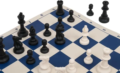 Vista 7 de Juego de ajedrez de torneo de silicona reglamentaria - solo piezas - 3.75" King - Blanco y negro
