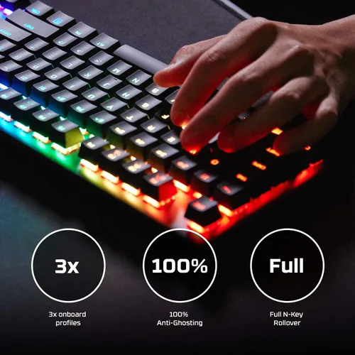 Vista 3 de HyperX Alloy Origins Core - Teclado mecánico para juegos tenkeyless, luz controlada por software y personalización macro, factor de forma compacto