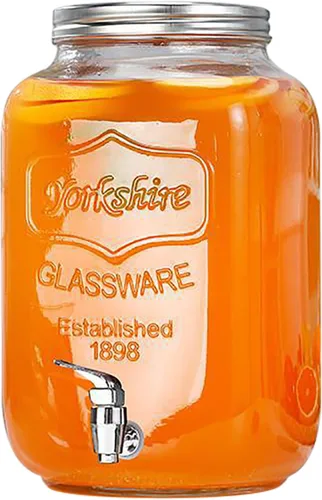 Vista 7 de Dispensador de bebidas de vidrio con espita sin fugas, dispensador de agua, contenedor de jugo para el hogar, dispensador de bebidas frías perfecto