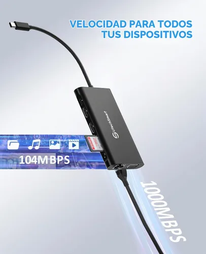 Vista 5 de UtechSmart Estación de Acoplamiento para Laptop con Triple Monitor USB-C - Muelle de 11-en-1 con 2 HDMI, VGA, PD3.0, Ranura para Tarjeta SD/TF, 4